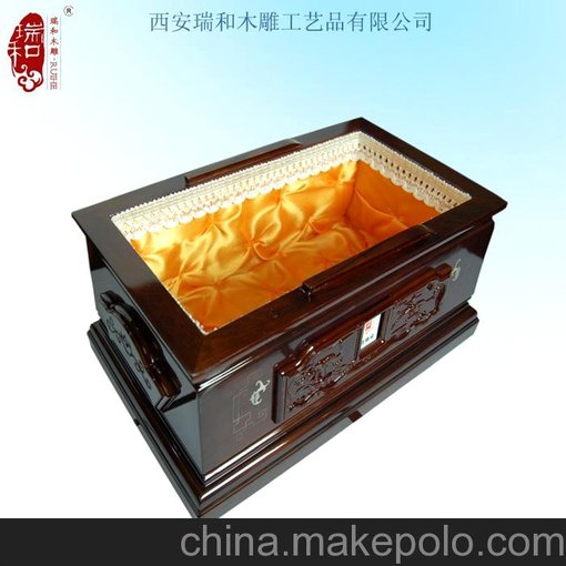 骨灰盒熱銷(xiāo) 木制工藝骨灰盒壽盒棺材 64#松鶴長(zhǎng)青圖片