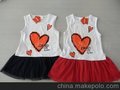 CUTE CLUB夏日炫彩系列--印爱心烫钻英文纱洋