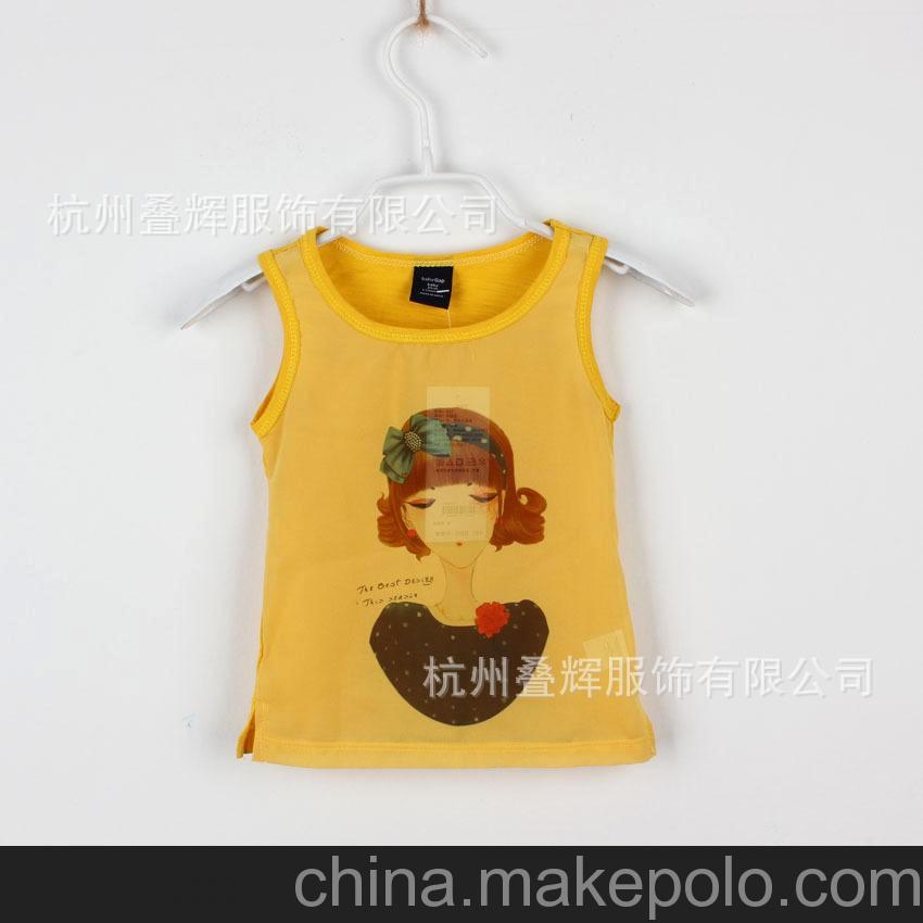外貿童裝批發 品牌GAP*卡通女童小T恤 女童無袖T恤衫
