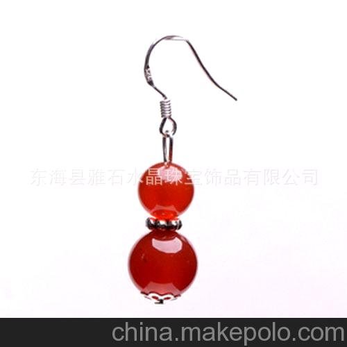 天然紅瑪瑙葫蘆（福祿）藏銀耳墜 耳環(huán) 耳飾圖片