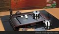 轻触型微电脑3合1电磁炉茶盘实木 套装特价 精品二A-（黑胡桃木）