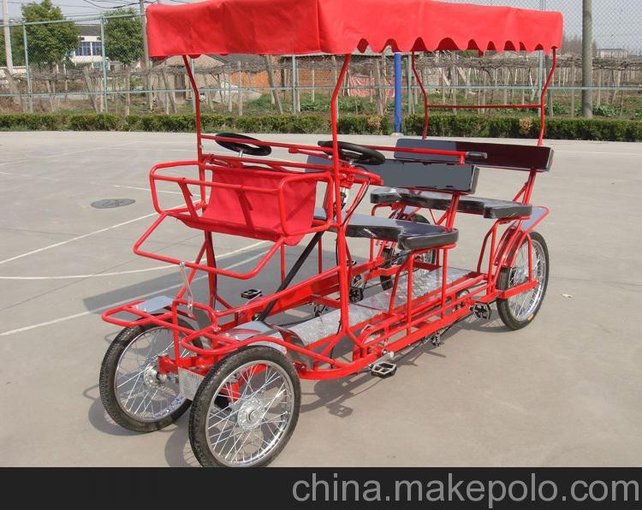 供應凱騎四輪自行車(chē) 觀(guān)光自行車(chē) 雙排四人旅游車(chē) 景點(diǎn)自行車(chē)圖片