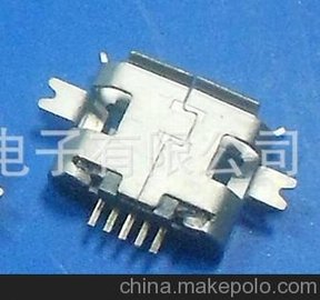 MICRO/USB 5P 母座 B型*中兩腳沉板1.0貼片