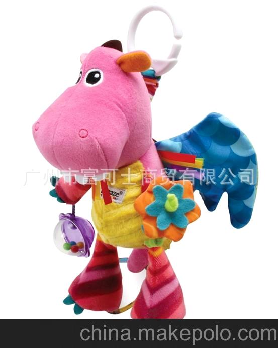 lamaze拉瑪澤新品嬰兒早教玩具 粉紅恐龍 床掛搖鈴 安全鏡/響紙