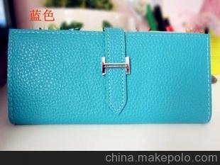 廠家定做 韓版糖果色搭扣女士長款錢包pu皮手拿錢包圖片