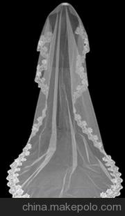 廠家直銷 新娘婚紗頭紗 婚紗配飾演出用品 3M花邊大拖尾 軟紗
