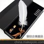 火鸡羽毛蘸水笔 欧式复古钢笔 纯黄铜笔杆 笔尖可换配笔座套装