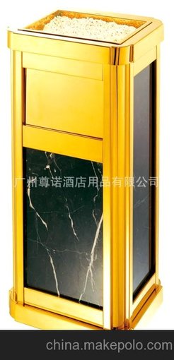 金屬垃圾桶 酒店大堂果皮箱 大理石不銹鋼垃圾桶 走廊鈦金煙灰桶圖片