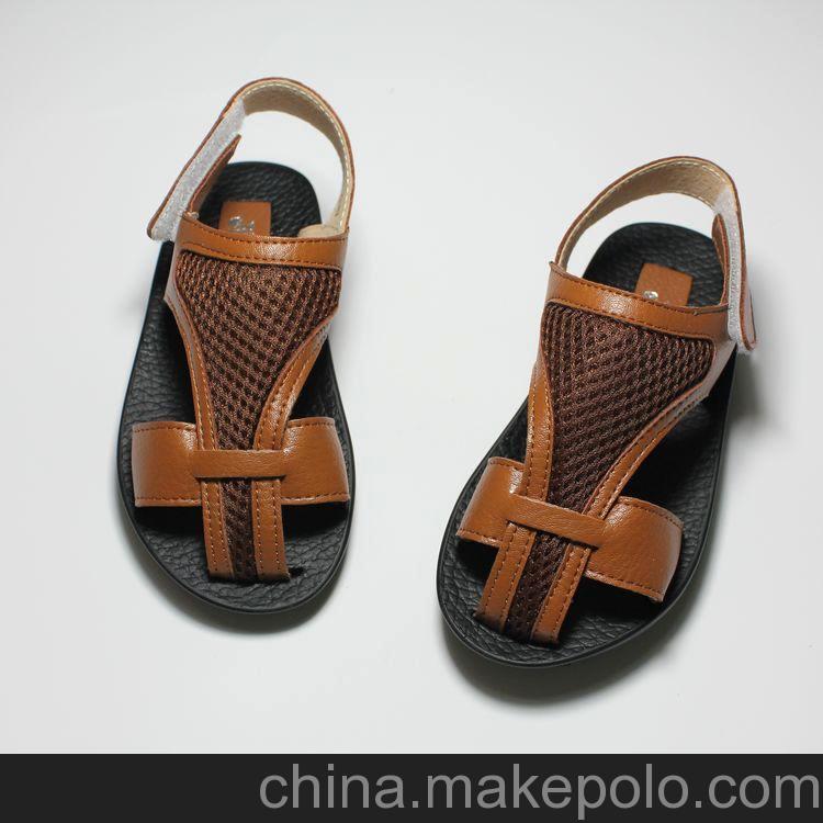 2013韓版新款男童涼鞋 兒童網面皮革拼接沙灘鞋 男生寶寶夏季童鞋