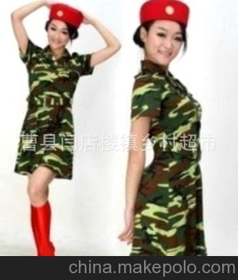 成人軍旅舞蹈演出服/軍舞迷彩服軍裝女款迷彩裙女兵舞臺(tái)服圖片