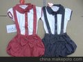 CUTE CLUB夏日炫彩系列--白点蝴蝶结吊带裤套装