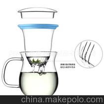 多彩硅胶创意玻璃杯子 带盖水杯 马克情侣杯 内胆过滤玻璃花茶杯