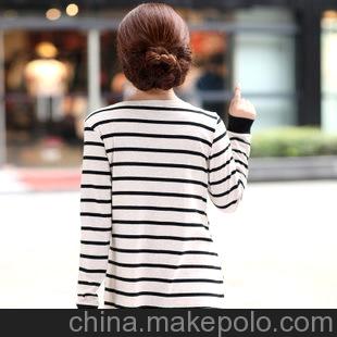 批发供应一件代发韩版孕妇装 孕妇上衣 孕妇纯棉条纹打底衫