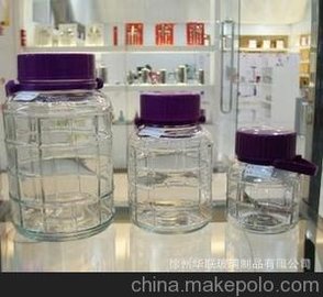 特价玻璃储物罐 泡酒瓶 自酿葡萄酒容器泡酒坛 泡菜坛 方格梅酒坛